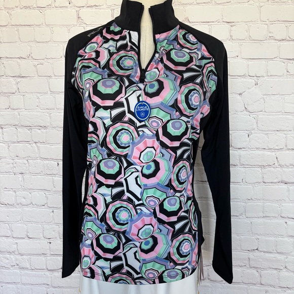 RLX Ralph Lauren Long Sleeve Black Printed Golf/Tennis Polo Performance Shirt--S - Picture 2 of 16